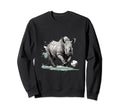 Rhino Playing Soccer Funny Sweatshirt - Fun Novelty Design for Adults - T-Shirt, Sweatshirt, Hoodie