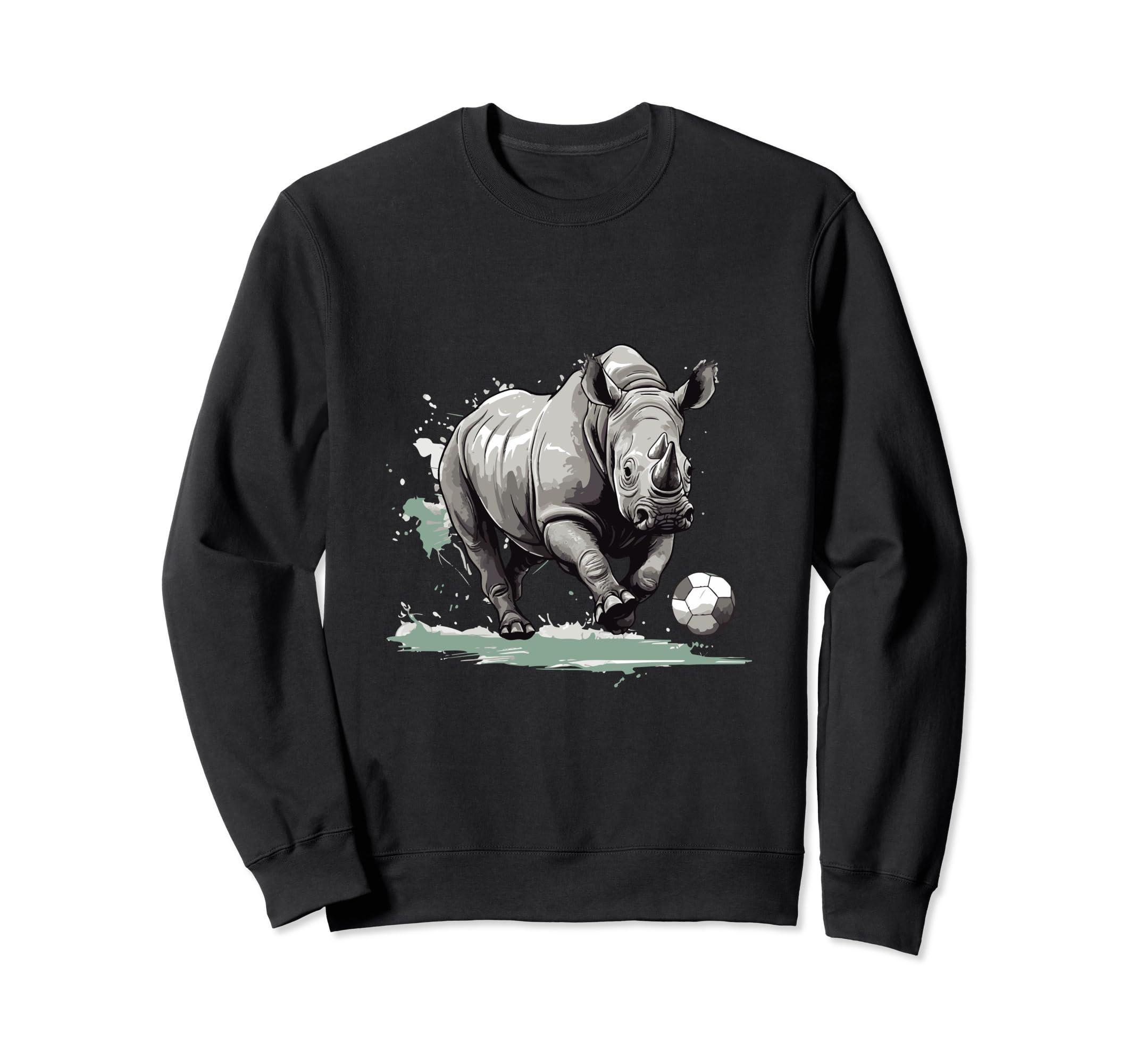 Rhino Playing Soccer Funny Sweatshirt - Fun Novelty Design for Adults - T-Shirt, Sweatshirt, Hoodie