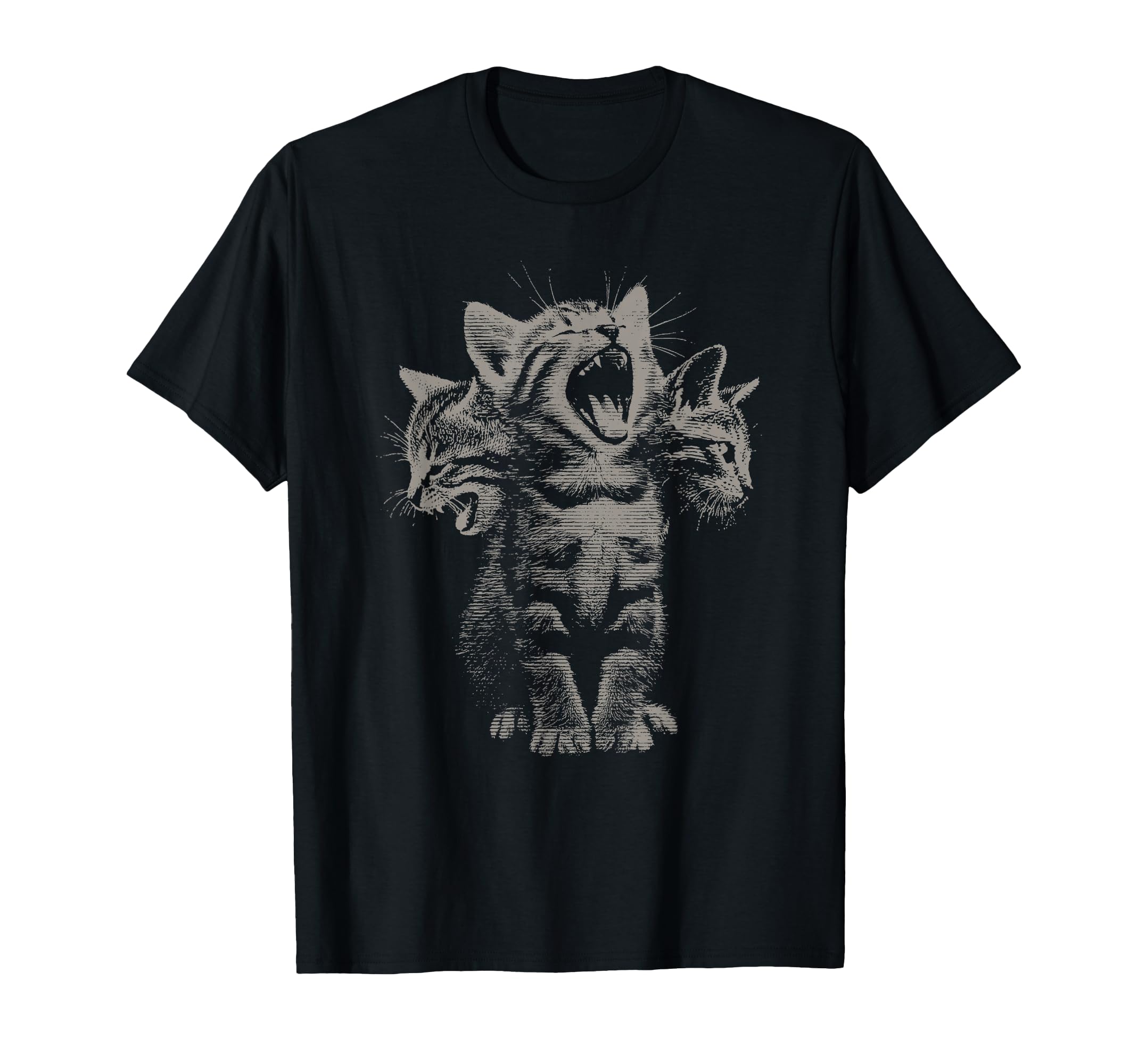 3 Headed Cat Funny Grunge Y2K T-Shirt - Casual Everyday Wear for Adults - T-Shirt, Sweatshirt, Hoodie