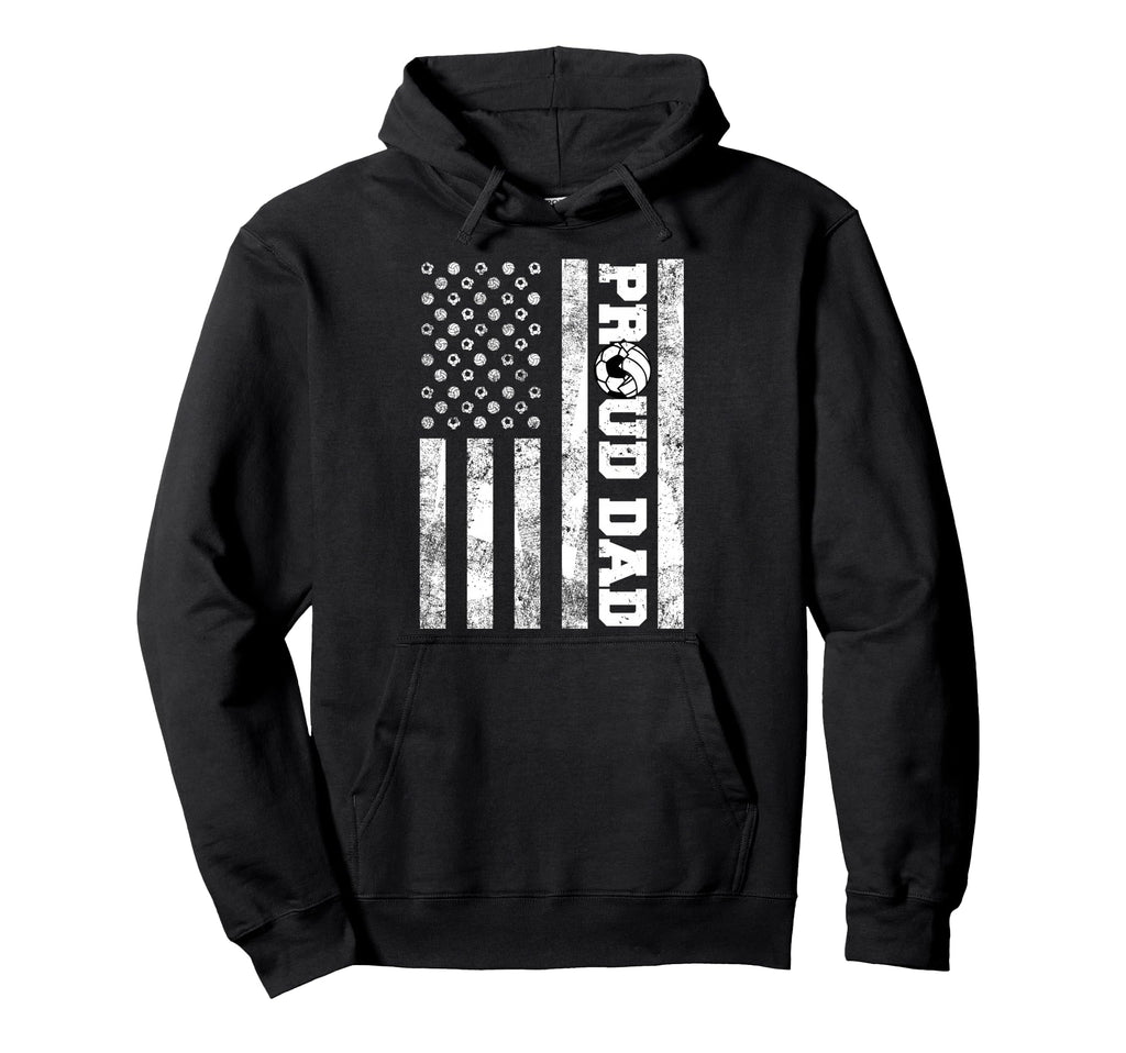 Proud Dad American Flag Funny Soccer Hoodie - Minimalist Print for Adults - T-Shirt, Sweatshirt, Hoodie
