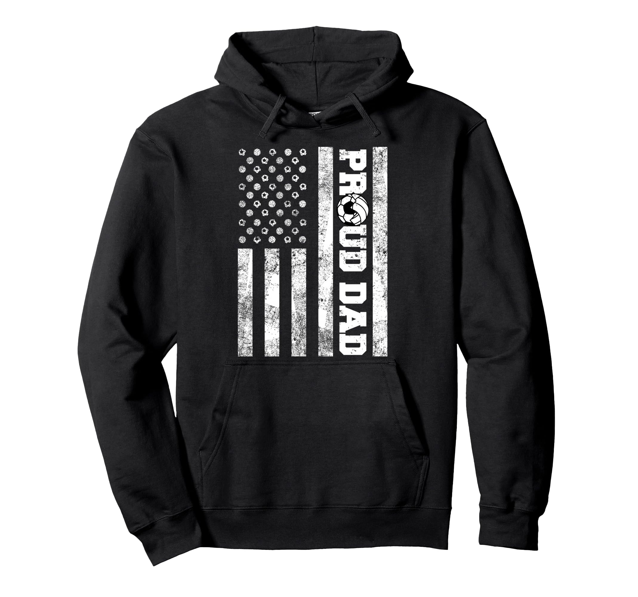 Proud Dad American Flag Funny Soccer Hoodie - Minimalist Print for Adults - T-Shirt, Sweatshirt, Hoodie