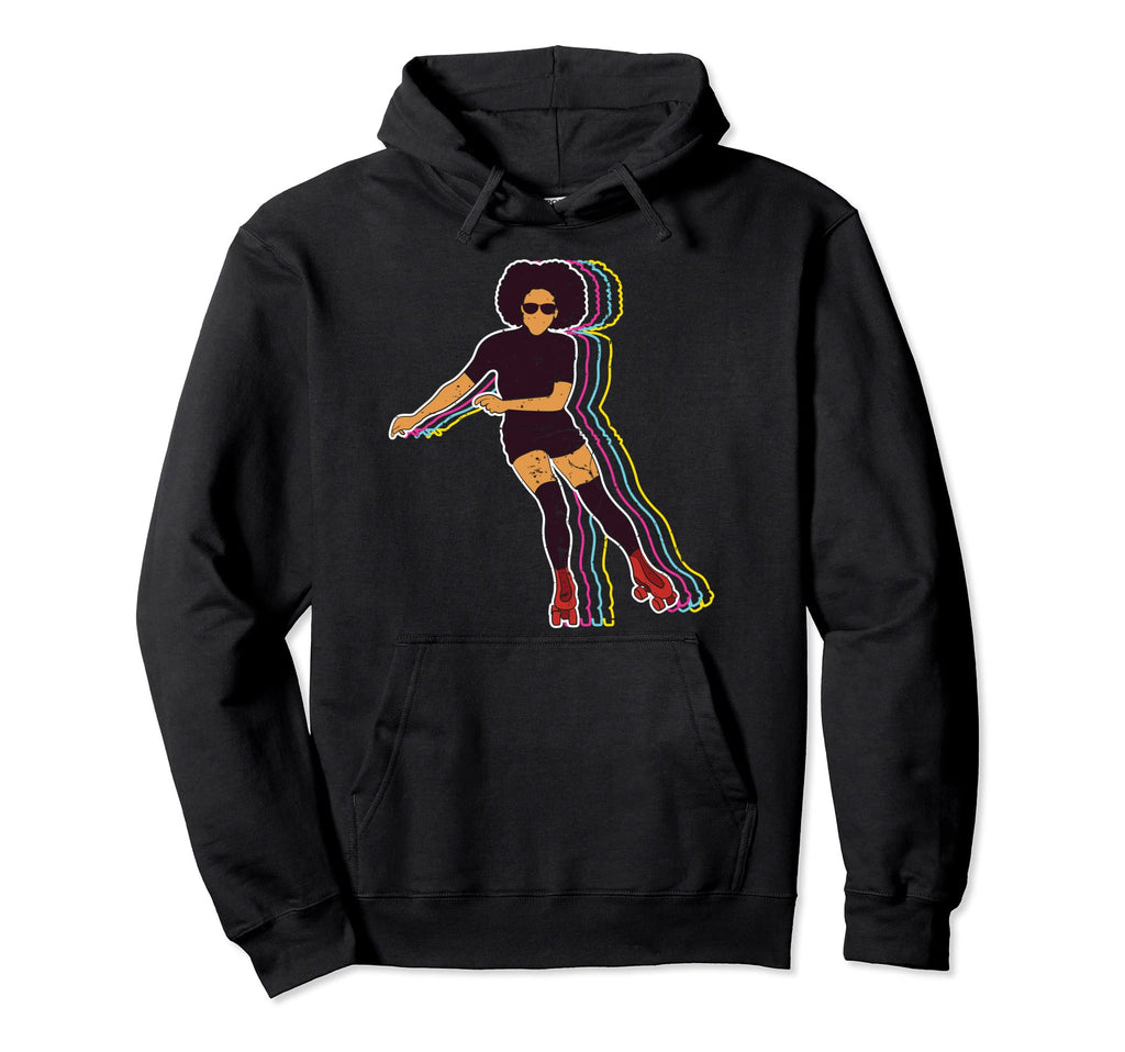 Womens Roller Skating Afro 70S 80S Hoodie - Fun Novelty Design Unisex - T-Shirt, Sweatshirt, Hoodie