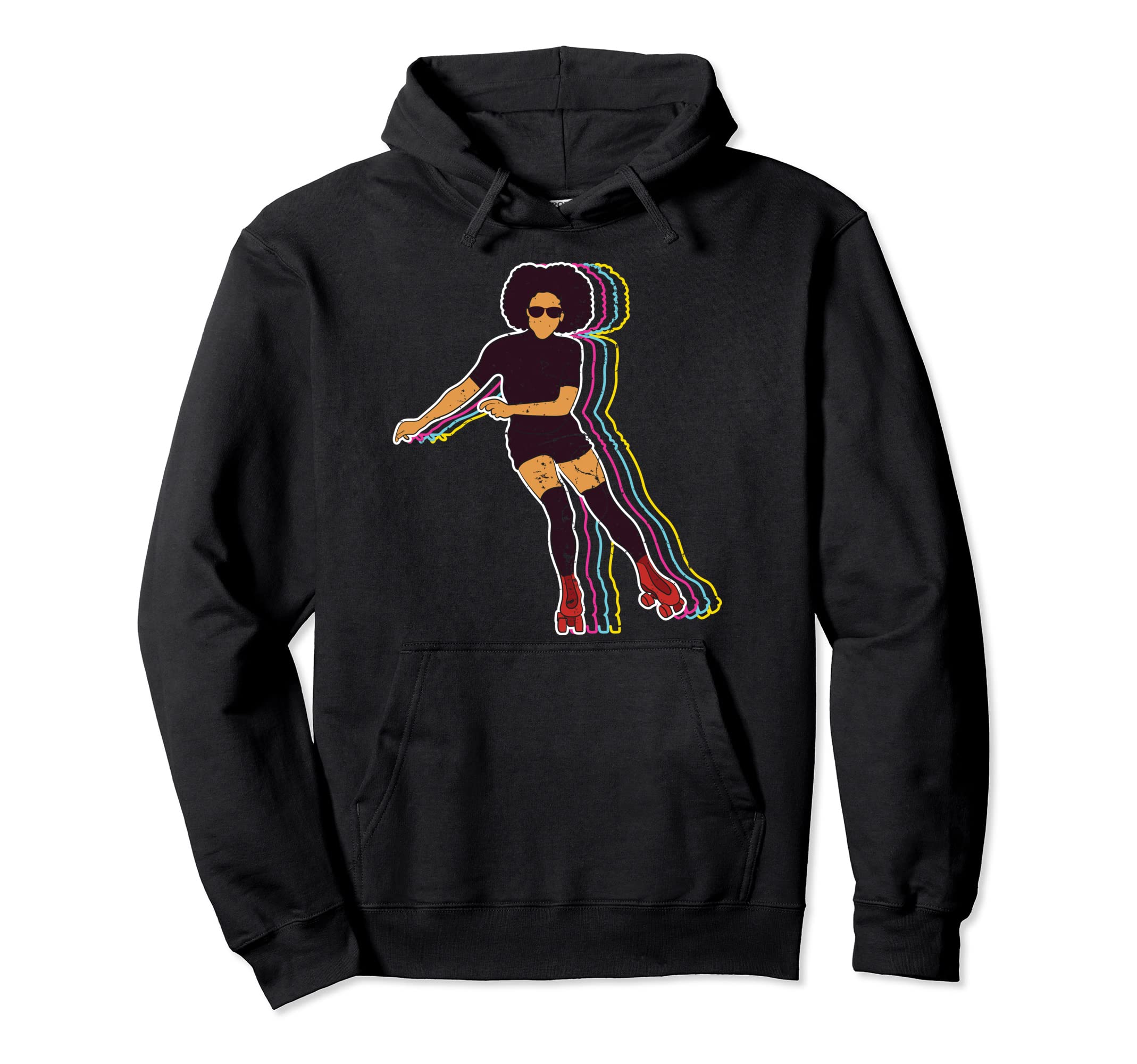 Womens Roller Skating Afro 70S 80S Hoodie - Fun Novelty Design Unisex - T-Shirt, Sweatshirt, Hoodie