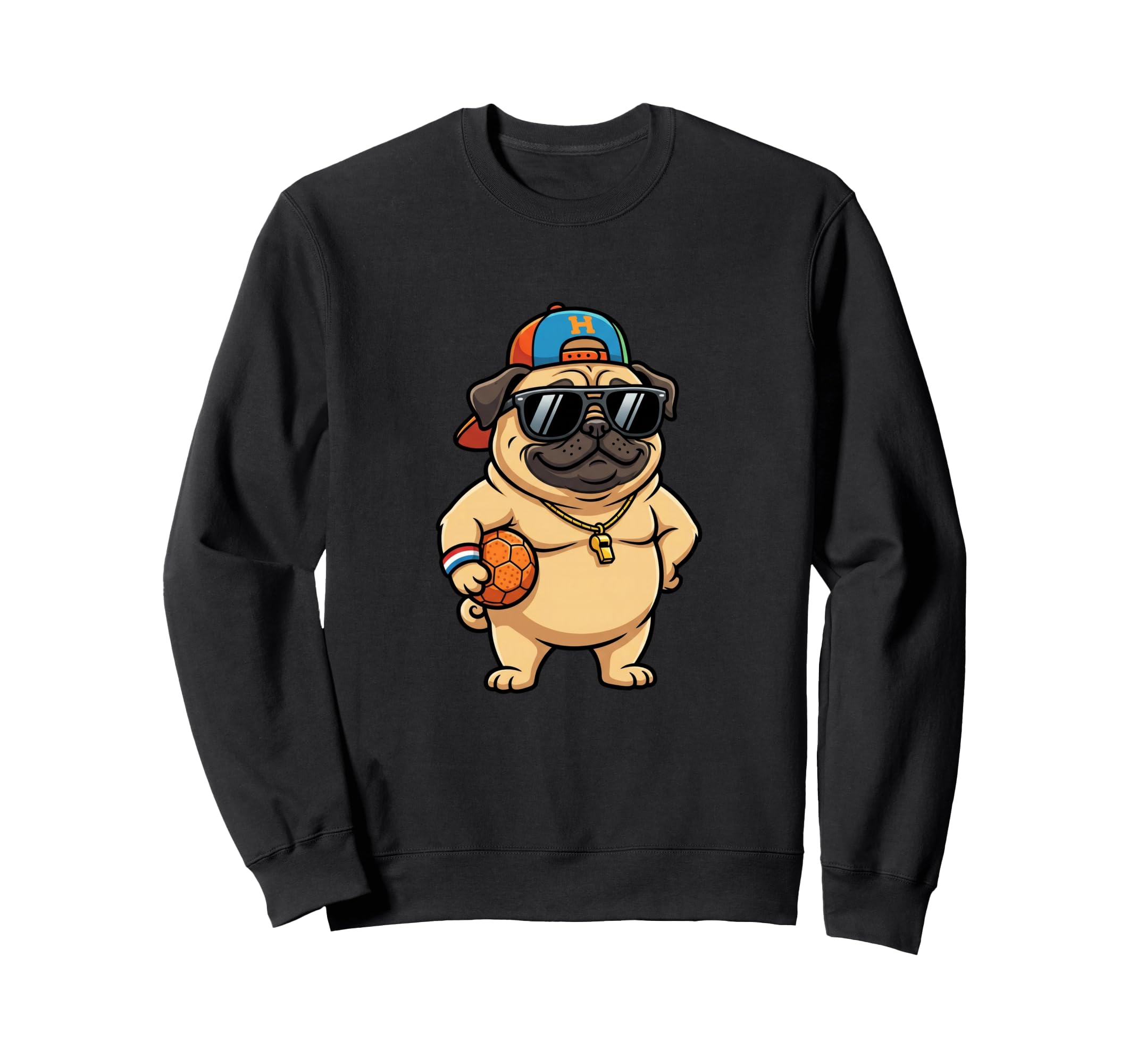 Funny Pug Sunglasses Soccer Coach Sweatshirt - Novelty Apparel for Adults - T-Shirt, Sweatshirt, Hoodie