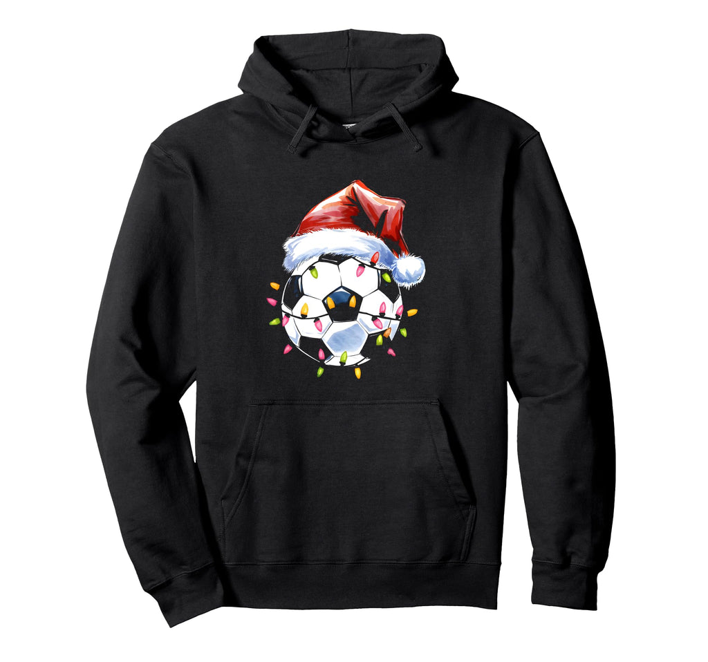Soccer Santa Hat Football Lover Hoodie - Aesthetic Graphic for Adults - T-Shirt, Sweatshirt, Hoodie