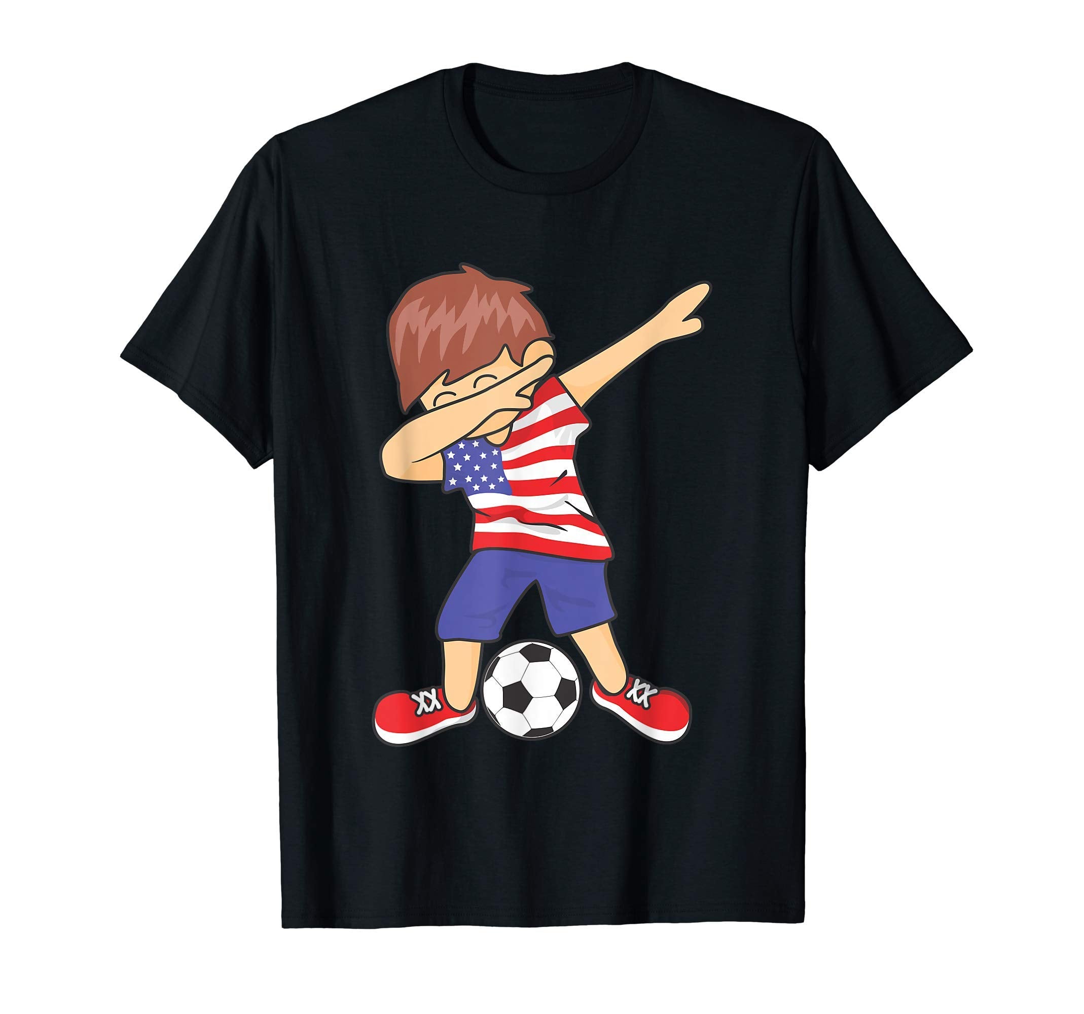 Dabbing American Soccer Player Soccer T-Shirt - Novelty Apparel for Adults - T-Shirt, Sweatshirt, Hoodie