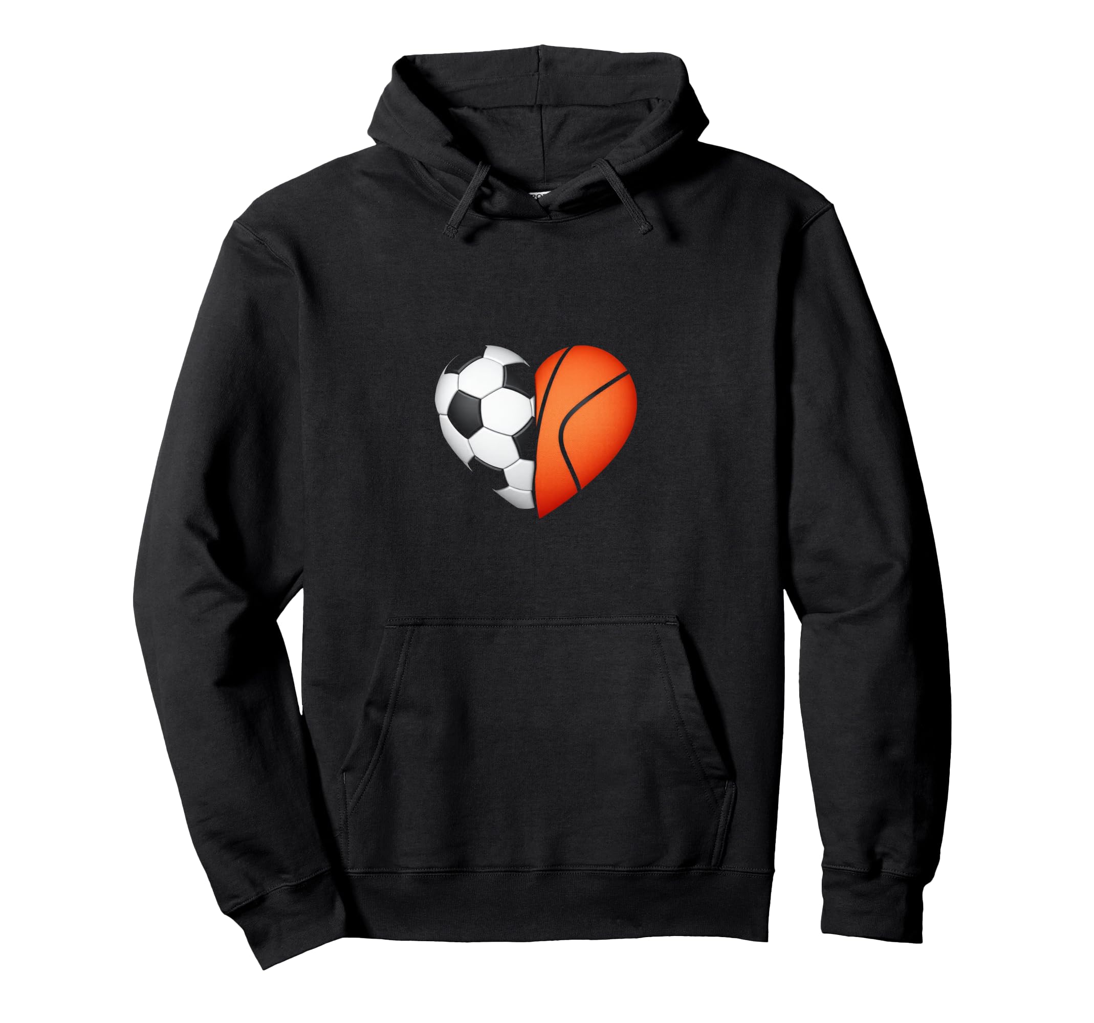 Split Heart Soccer Basketball Hoodie - Minimalist Print for Adults - T-Shirt, Sweatshirt, Hoodie