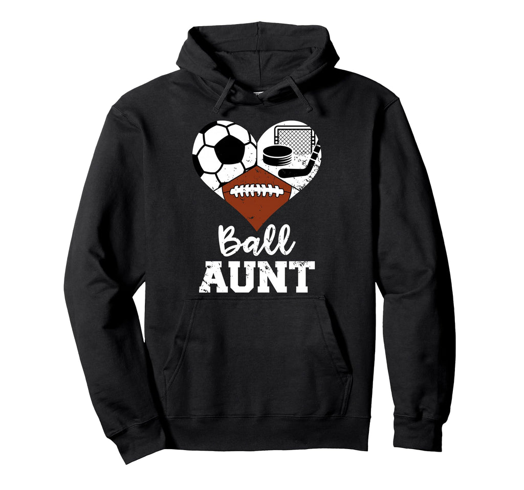 Ball Aunt Heart Funny Soccer Football Hoodie - Graphic Print Men Women - T-Shirt, Sweatshirt, Hoodie
