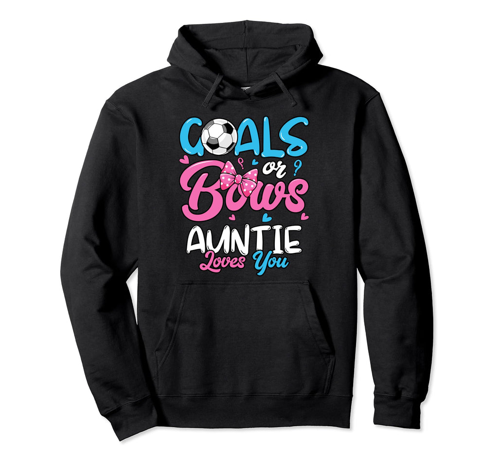 Gender Reveal Goals Or Bows Auntie Hoodie - Custom Art Print for Adults - T-Shirt, Sweatshirt, Hoodie