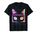 Psychedelic Trippy Glitch Cat 80S 90S T-Shirt - Minimalist Print Men Women - T-Shirt, Sweatshirt, Hoodie