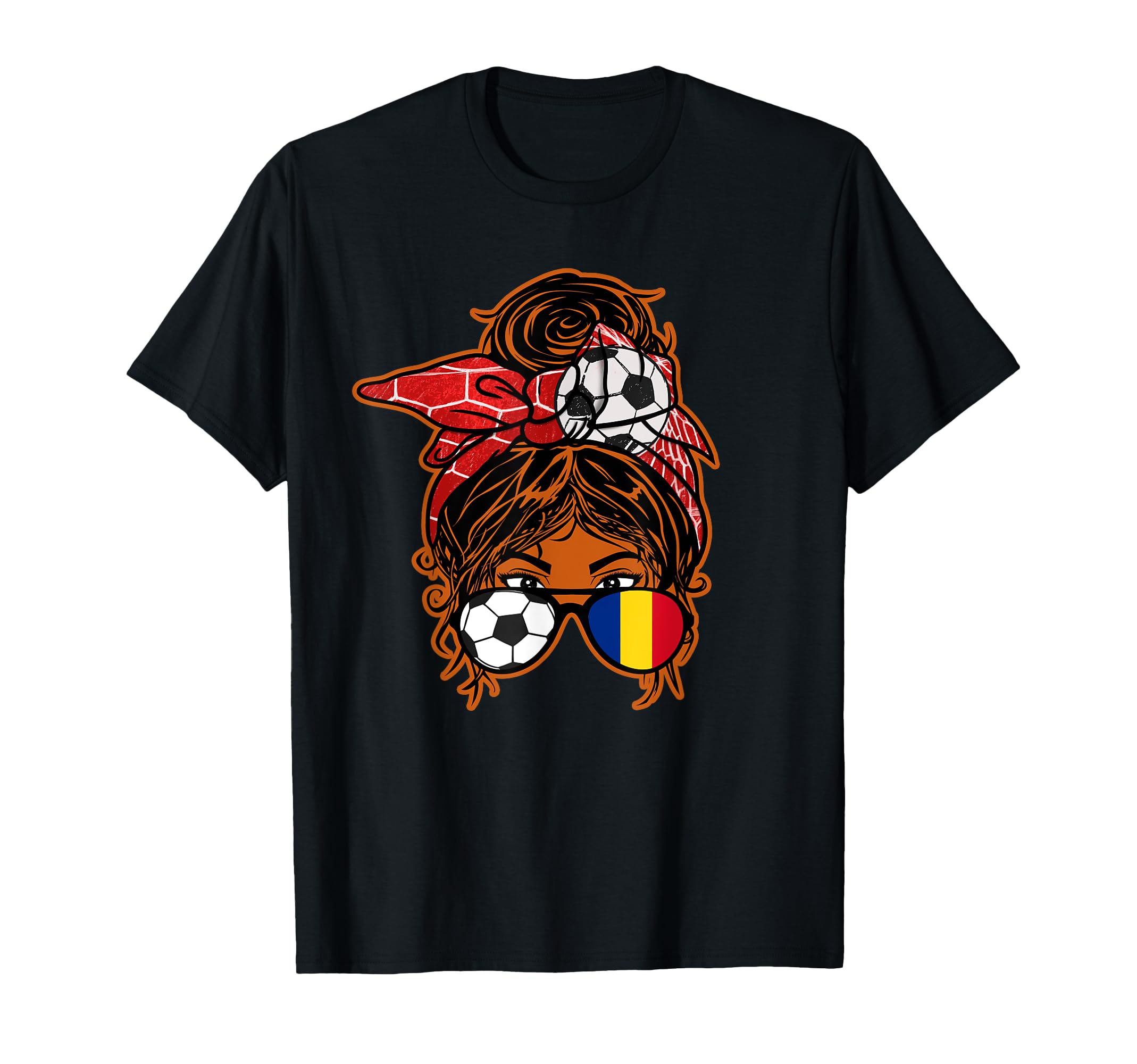 Messy Bun Hair Brown Skin Soccer T-Shirt - Minimalist Print for Adults - T-Shirt, Sweatshirt, Hoodie