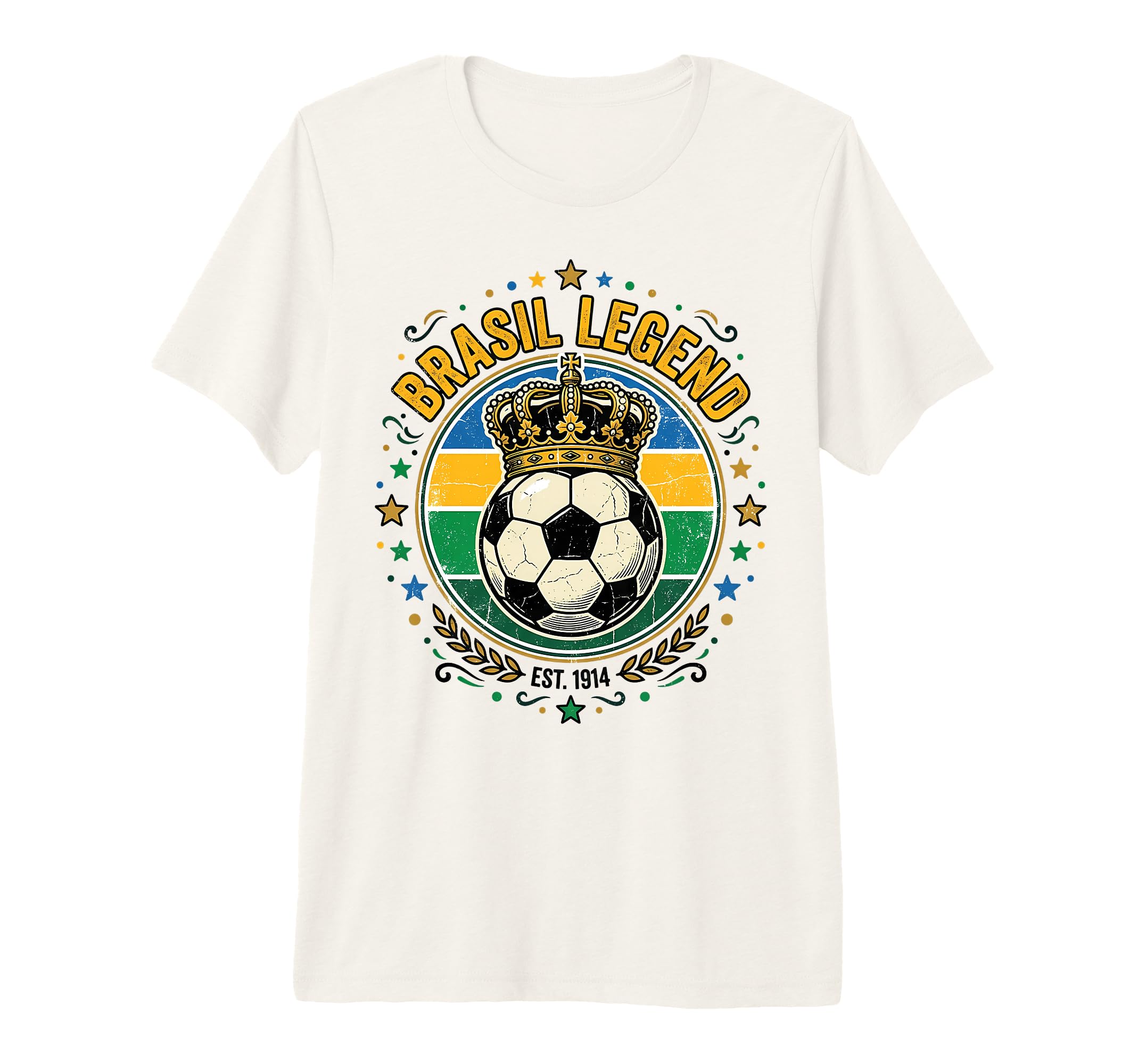 Brasil Legend Crowned Soccer Ball Tri T-Shirt - Graphic Print for Adults - T-Shirt, Sweatshirt, Hoodie