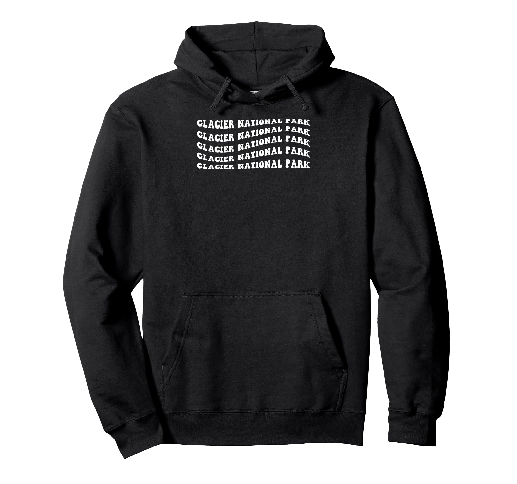 Glacier National Park Wavy Text Hoodie - Minimalist Print Men Women - T-Shirt, Sweatshirt, Hoodie