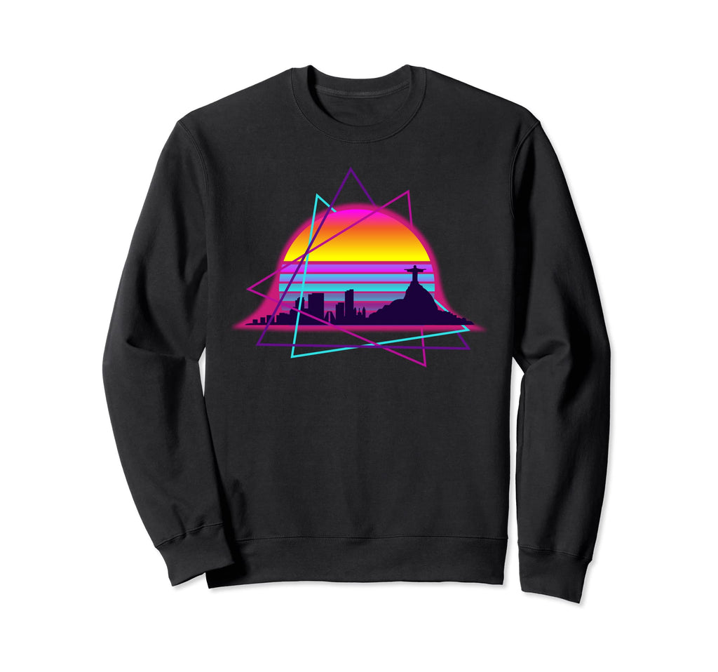 Synthwave Sunset Over Rio Outrun Sweatshirt - Minimalist Print for Adults - T-Shirt, Sweatshirt, Hoodie