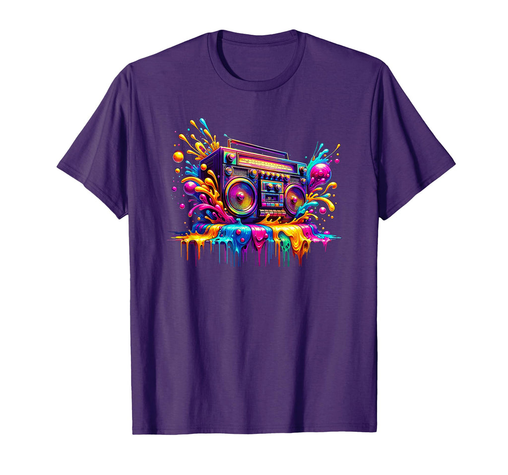 Splash Art Boombox Old School 80S Music T-Shirt - Novelty Apparel Unisex - T-Shirt, Sweatshirt, Hoodie