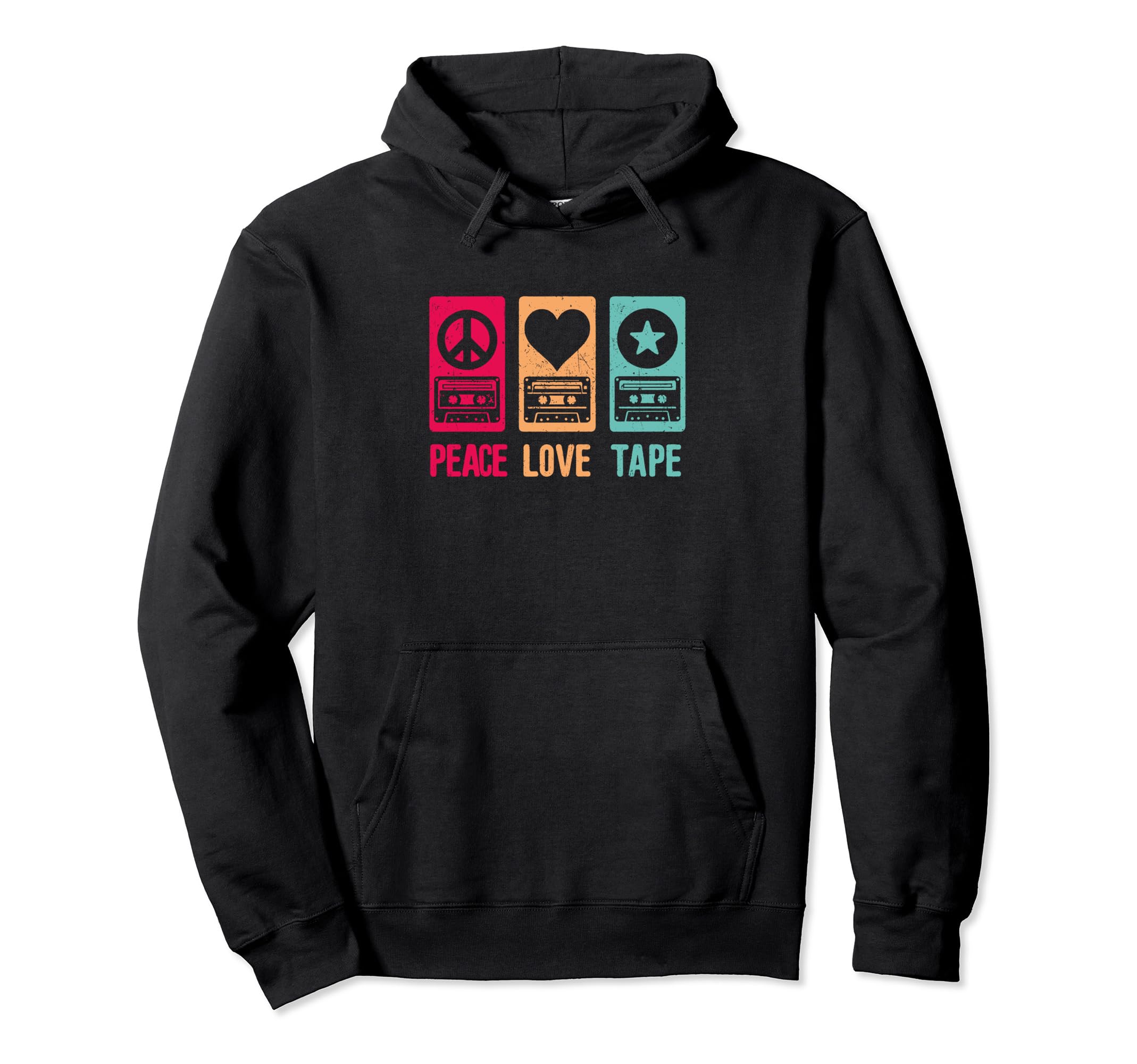 Peace Love And Cassettes Peace Hoodie - Fun Novelty Design for Adults - T-Shirt, Sweatshirt, Hoodie