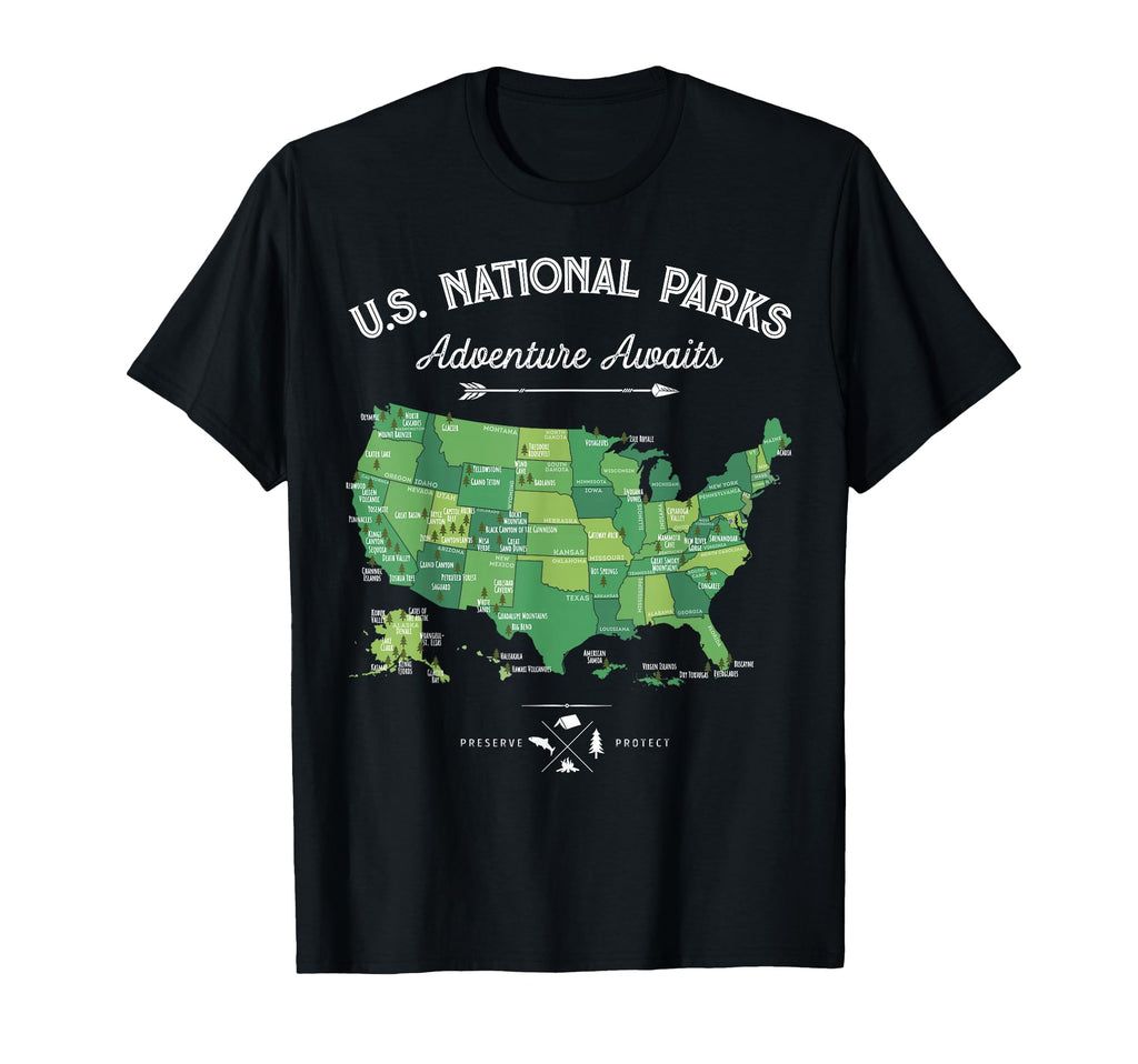 63 National Parks Map Us Park T-Shirt - Aesthetic Graphic for Adults - T-Shirt, Sweatshirt, Hoodie