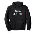Italia Flag Heartbeat Soccer Hoodie - Streetwear Style for Adults - T-Shirt, Sweatshirt, Hoodie