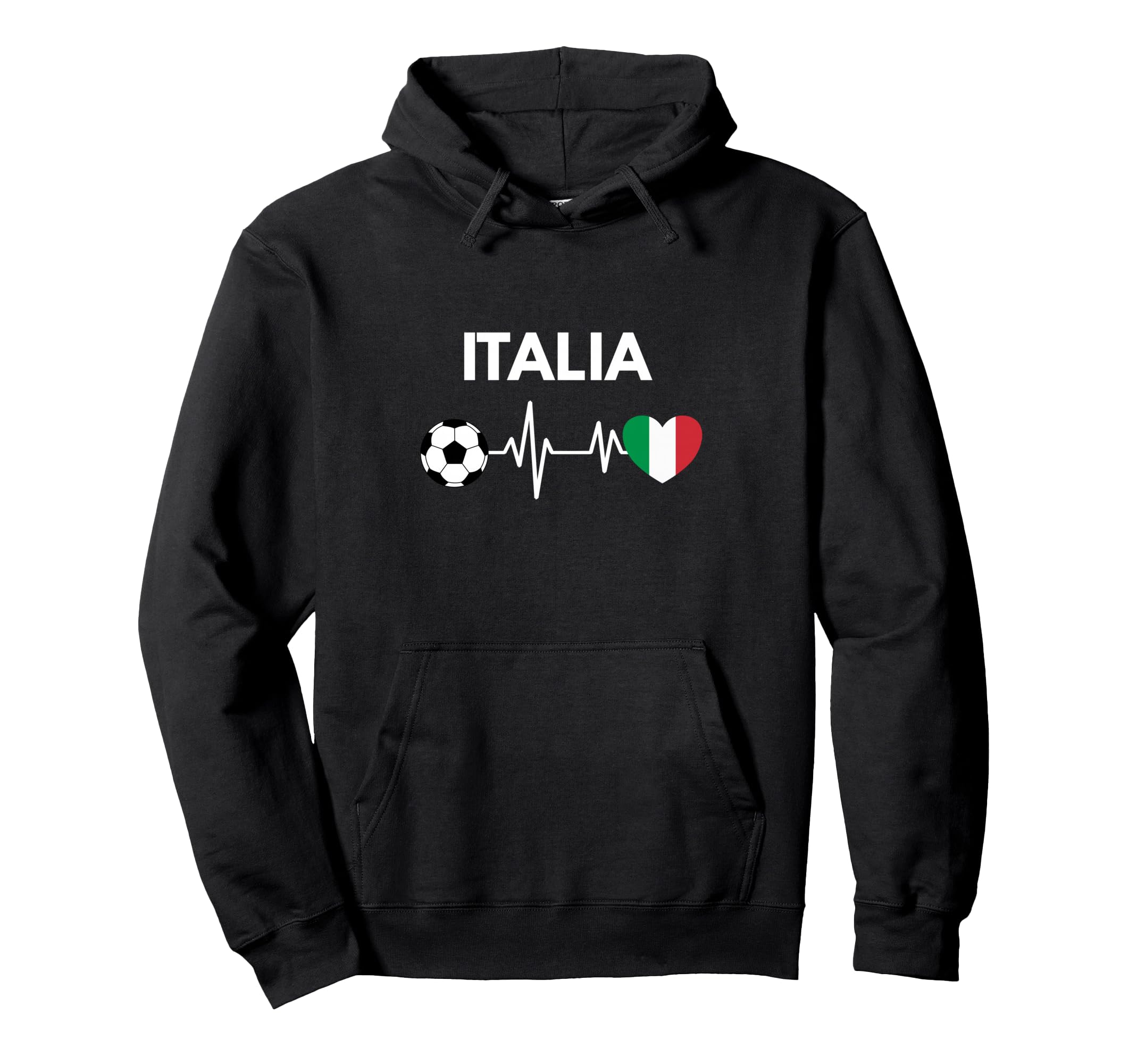 Italia Flag Heartbeat Soccer Hoodie - Streetwear Style for Adults - T-Shirt, Sweatshirt, Hoodie
