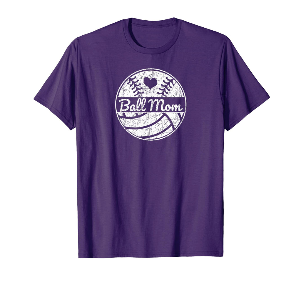 Ball Mom Half Baseball Softball T-Shirt - Aesthetic Graphic for Adults - T-Shirt, Sweatshirt, Hoodie