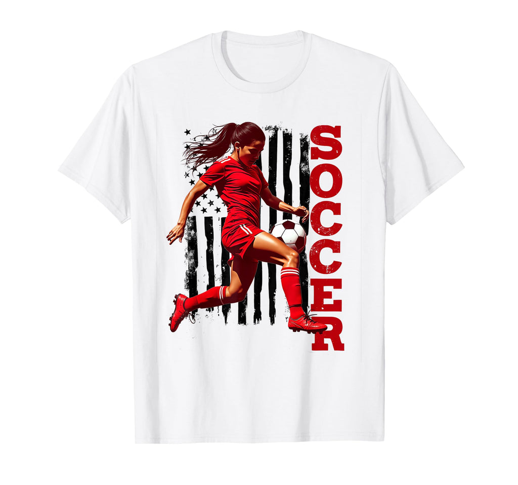 Soocer Player Usa Flag United States T-Shirt - Novelty Apparel for Adults - T-Shirt, Sweatshirt, Hoodie