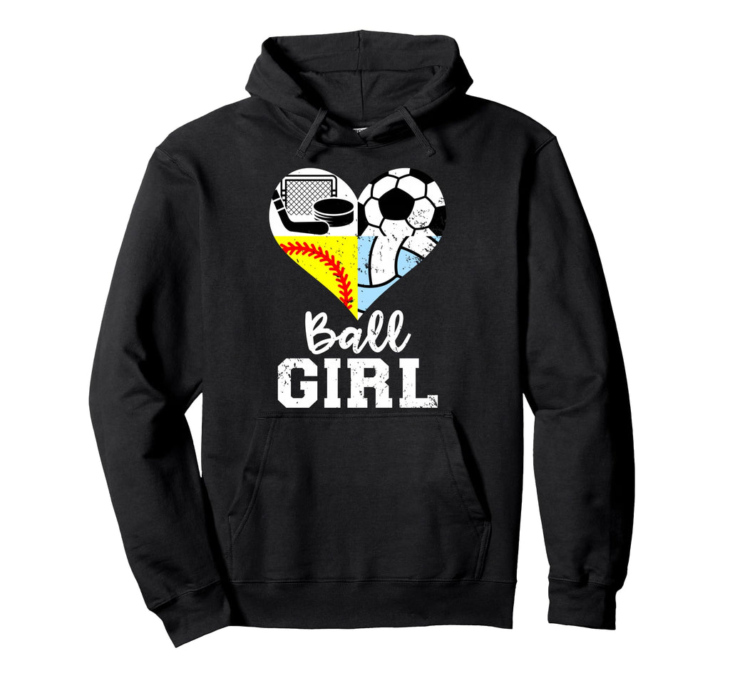 Ball Heart Soccer Softball Volleyball Hoodie - Fun Novelty Design Unisex - T-Shirt, Sweatshirt, Hoodie