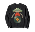 Ufo Abduction Vinyl Record Sweatshirt - Fun Novelty Design for Adults - T-Shirt, Sweatshirt, Hoodie