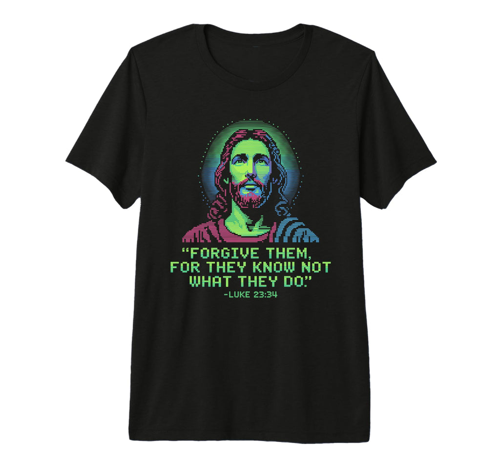 Forgive Them Luke 23 34 Pixel Jesus T-Shirt - Streetwear Style for Adults - T-Shirt, Sweatshirt, Hoodie