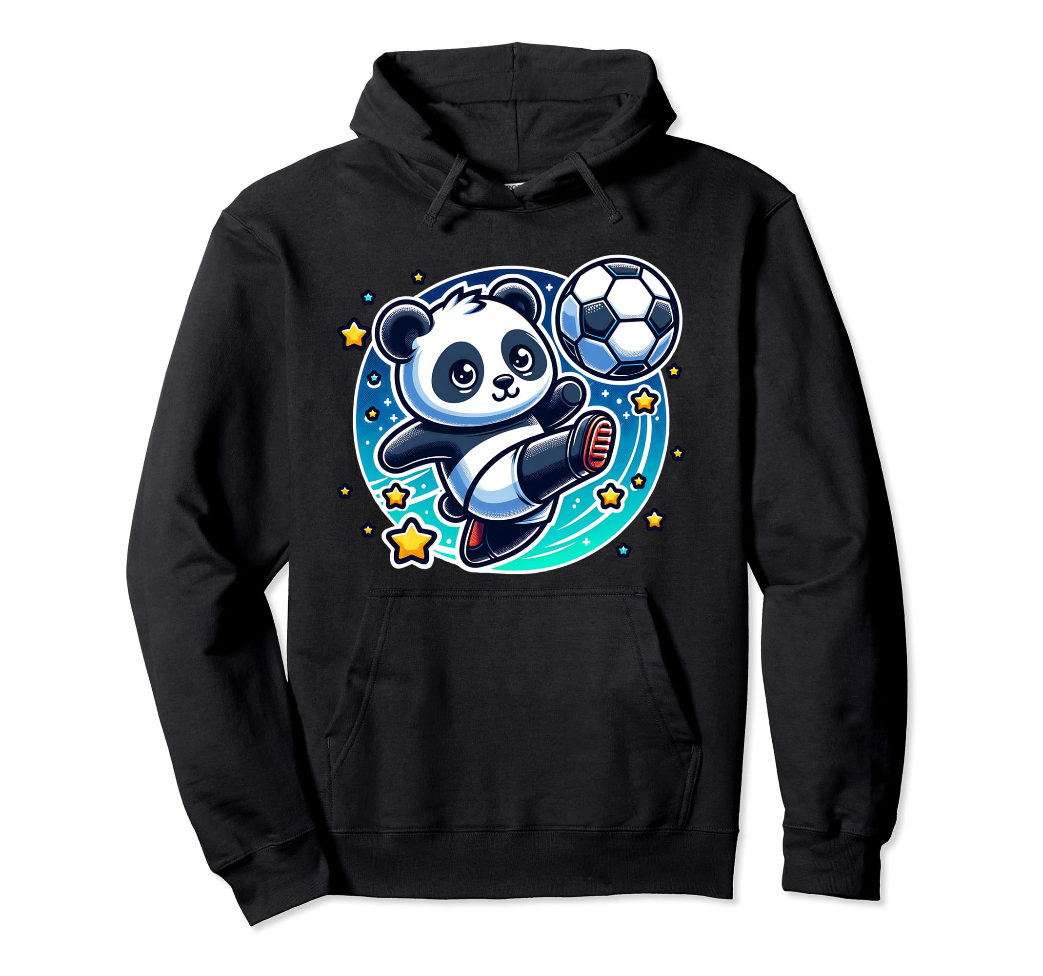 Soccer Player Panda Kicking Soccer Hoodie - Fun Novelty Design Men Women - T-Shirt, Sweatshirt, Hoodie