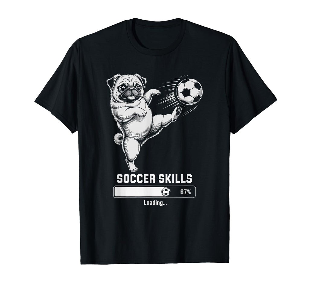 Kawaii Pug Soccer Skills Loading Dog T-Shirt - Custom Art Print for Adults - T-Shirt, Sweatshirt, Hoodie