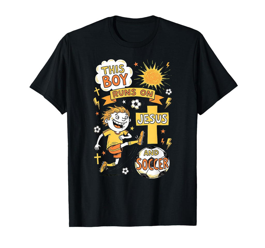 This Runs Jesus And Soccer Christian T-Shirt - Graphic Print Men Women - T-Shirt, Sweatshirt, Hoodie