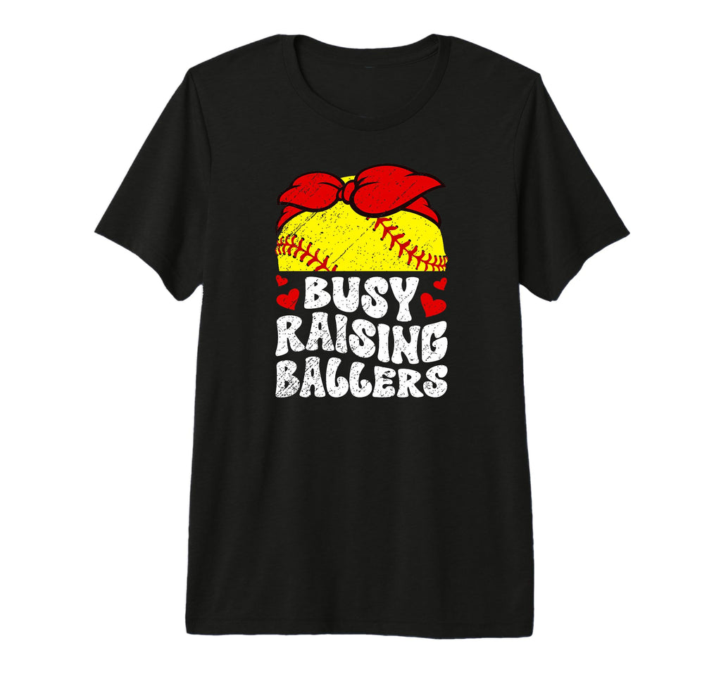 Busy Raising Ballers Softball Mom T-Shirt - Trendy Graphic for Adults - T-Shirt, Sweatshirt, Hoodie