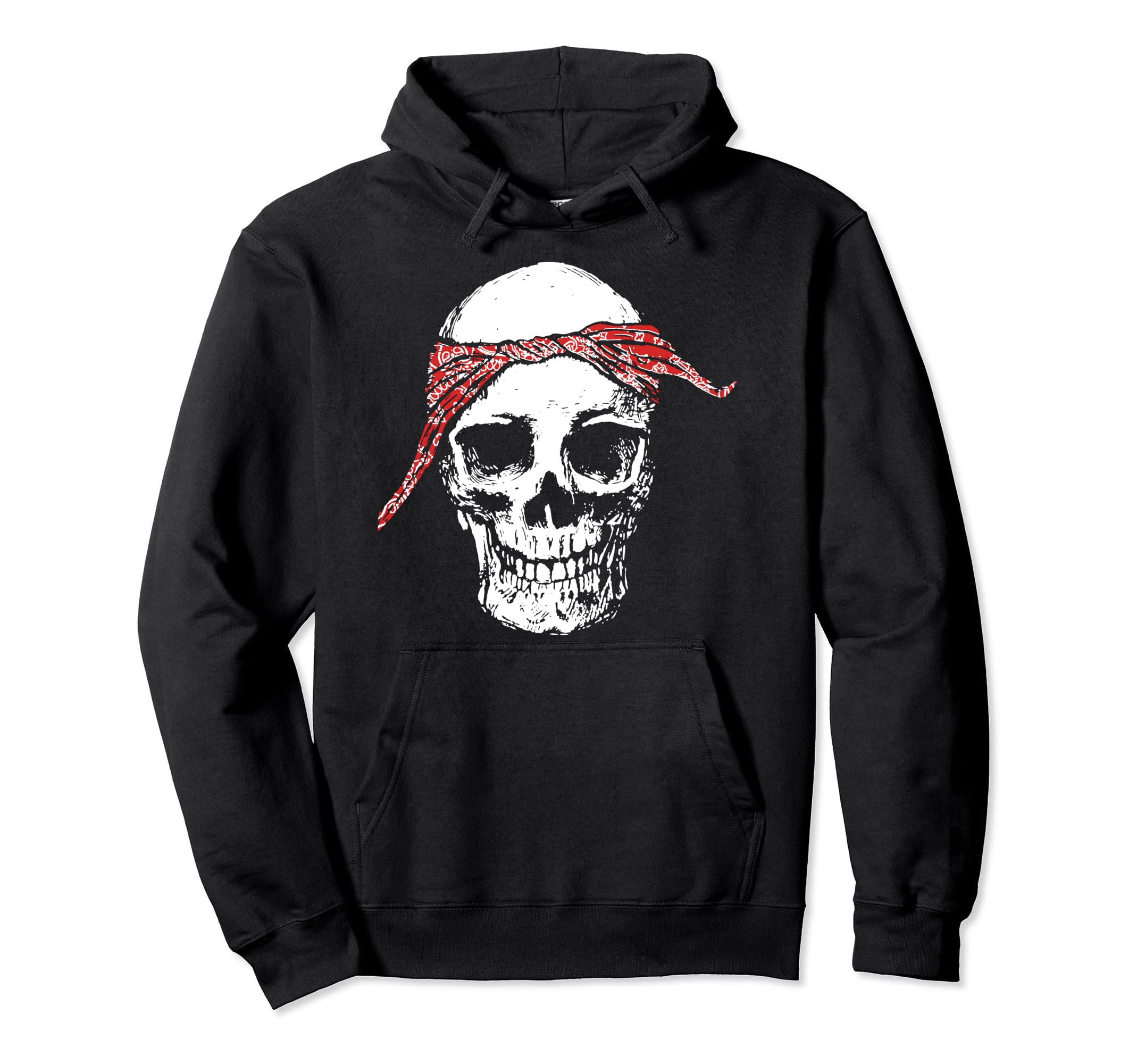 Hiphop Skull Red Do Rag Bandana Old Hoodie - Trendy Graphic Men Women - T-Shirt, Sweatshirt, Hoodie