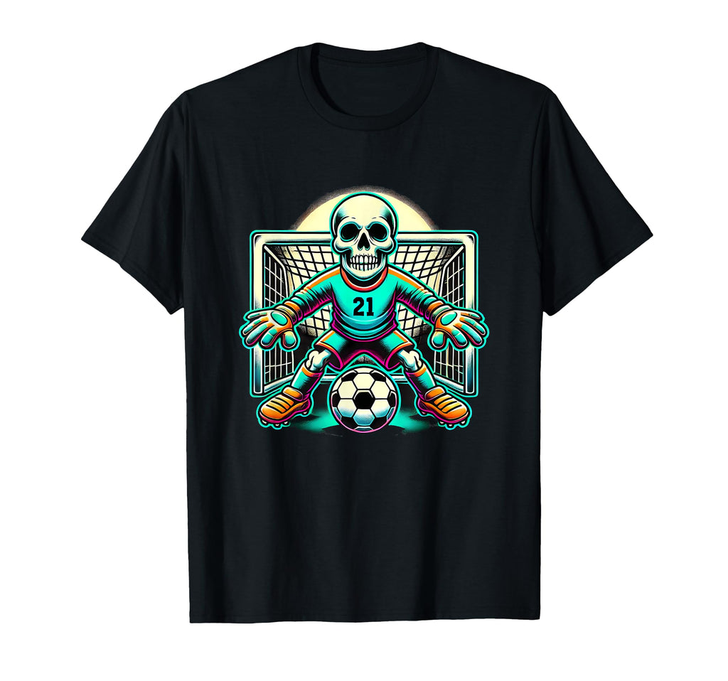 Halloween Skeleton Goalie Soccer T-Shirt - Trendy Graphic for Adults - T-Shirt, Sweatshirt, Hoodie