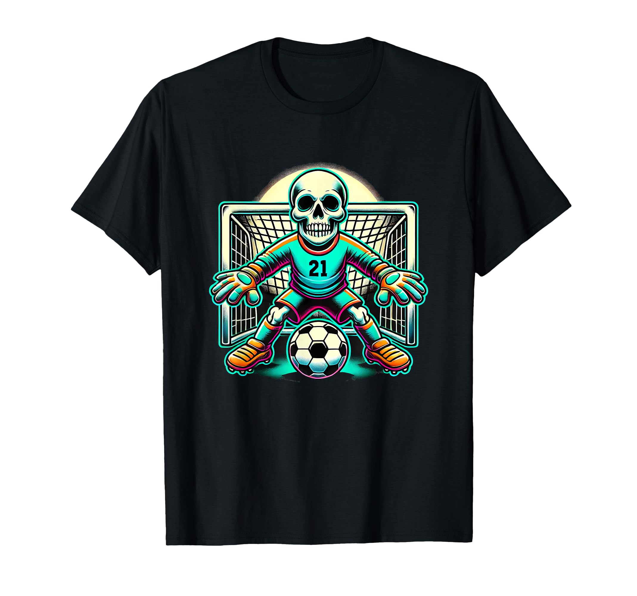 Halloween Skeleton Goalie Soccer T-Shirt - Trendy Graphic for Adults - T-Shirt, Sweatshirt, Hoodie