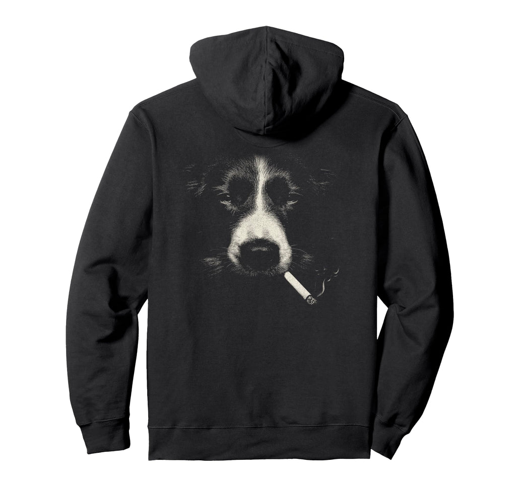 Border Collie Smoking Cigarette Grunge Hoodie - Novelty Apparel Unisex - T-Shirt, Sweatshirt, Hoodie
