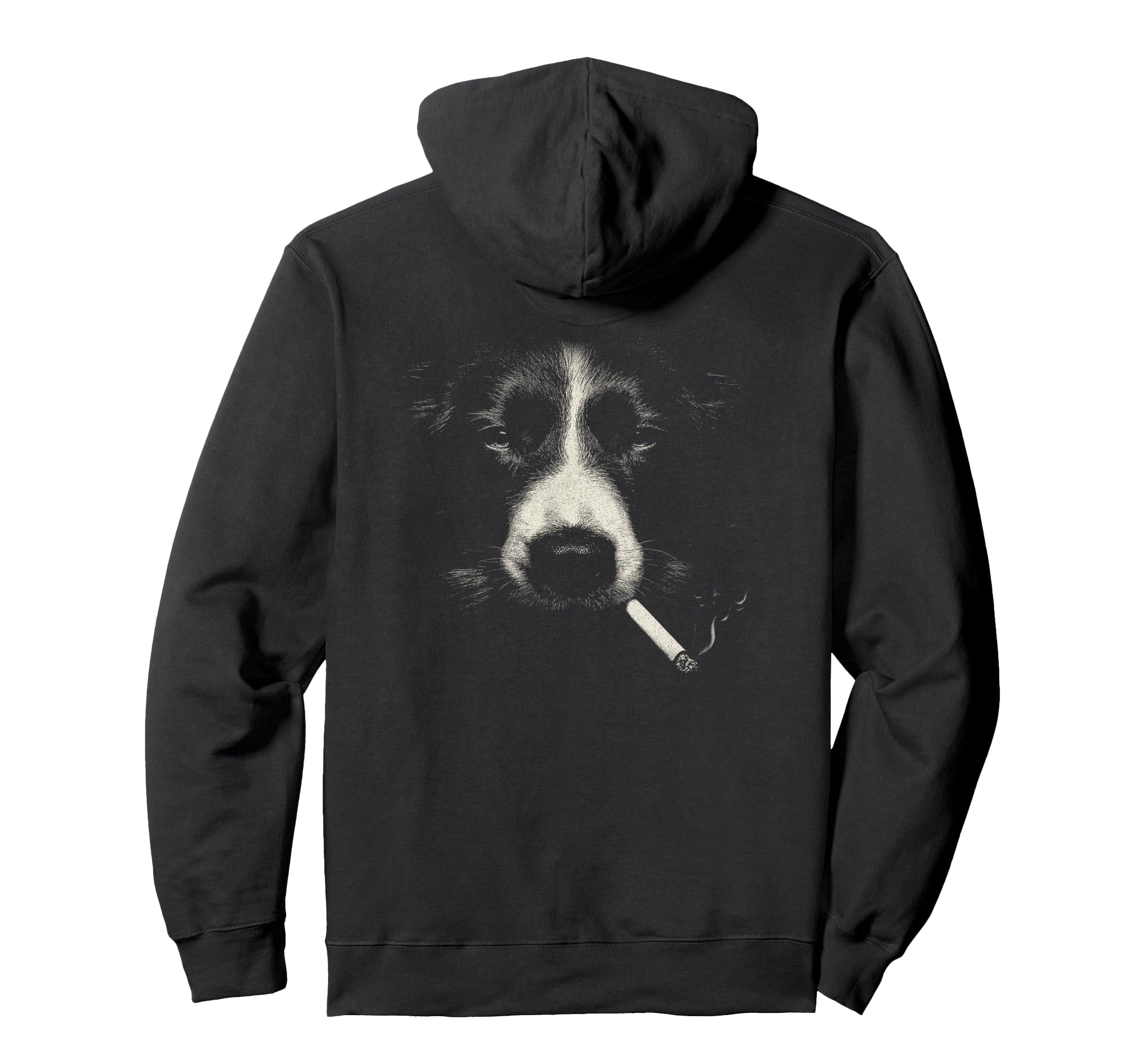 Border Collie Smoking Cigarette Grunge Hoodie - Novelty Apparel Unisex - T-Shirt, Sweatshirt, Hoodie