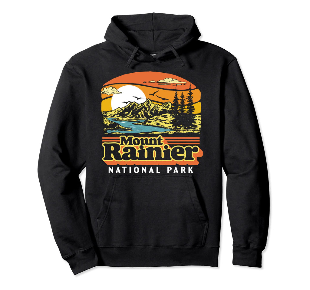 Mount Rainier National Park 80S Mountains Hoodie - Streetwear Style Unisex - T-Shirt, Sweatshirt, Hoodie