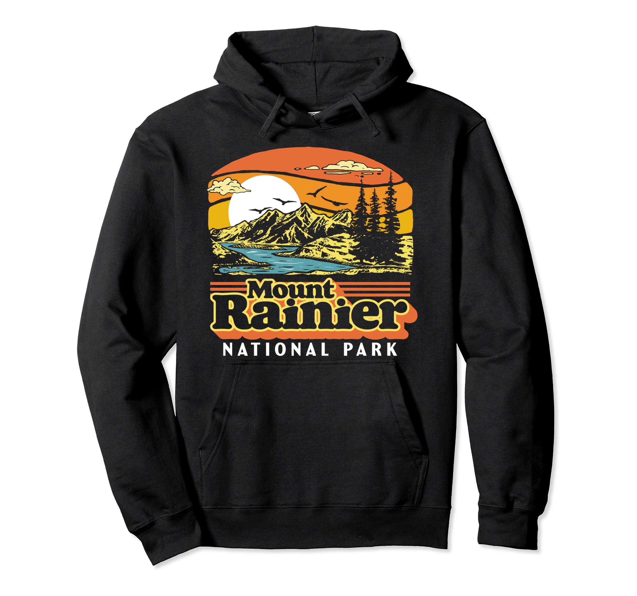 Mount Rainier National Park 80S Mountains Hoodie - Streetwear Style Unisex - T-Shirt, Sweatshirt, Hoodie