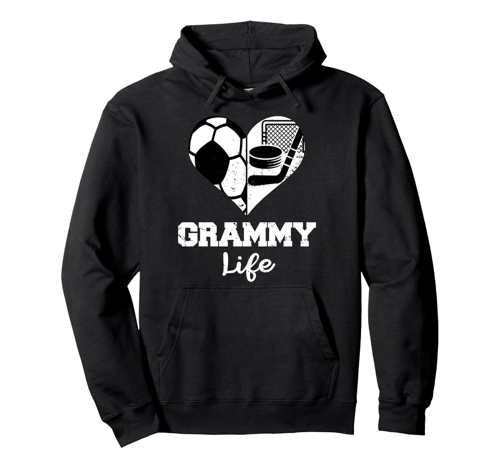 Grammy Life Heart Funny Soccer Hockey Hoodie - Graphic Print for Adults - T-Shirt, Sweatshirt, Hoodie