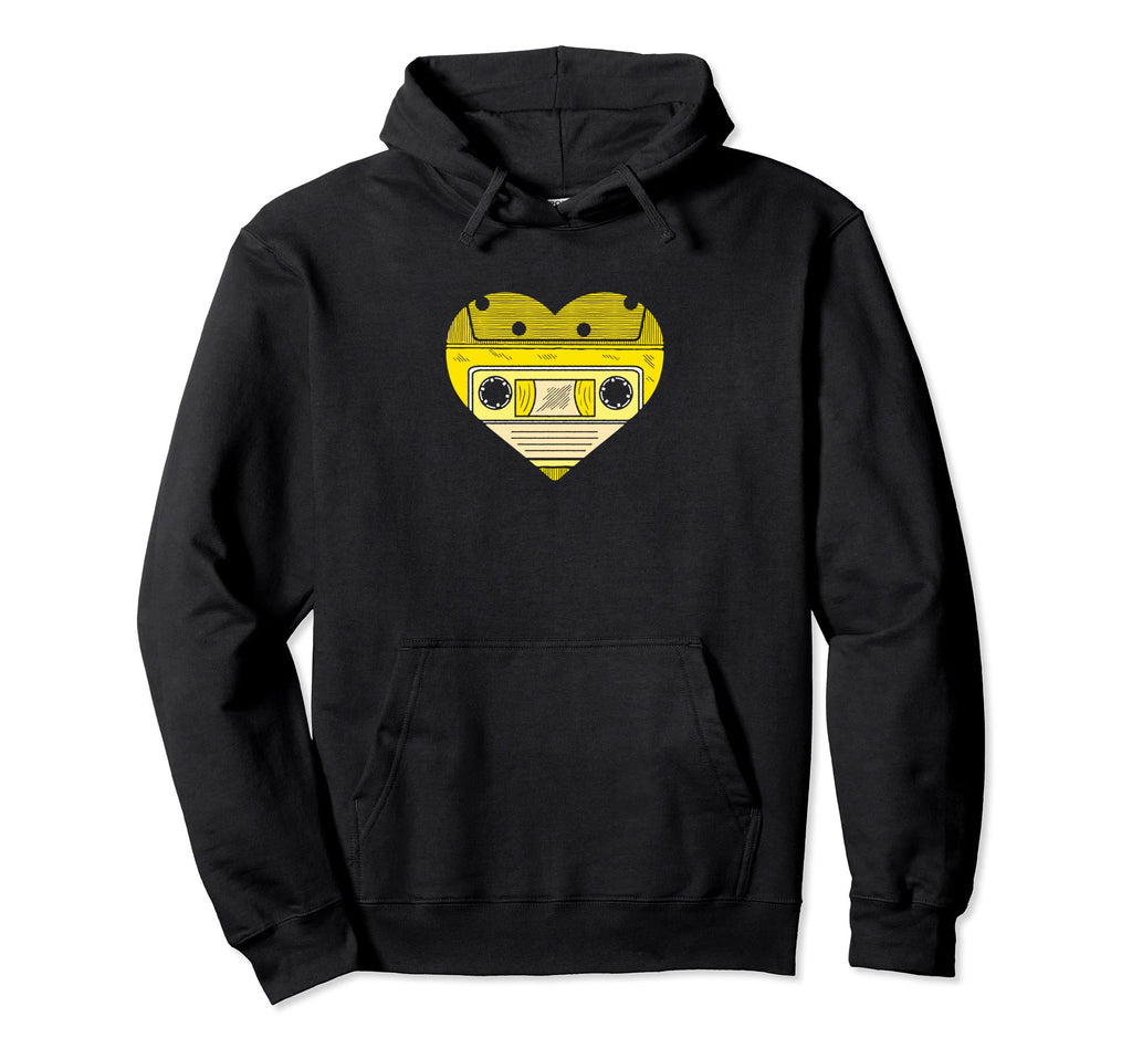 Cassette Tape Heart 80S Music Hoodie - Casual Everyday Wear for Adults - T-Shirt, Sweatshirt, Hoodie