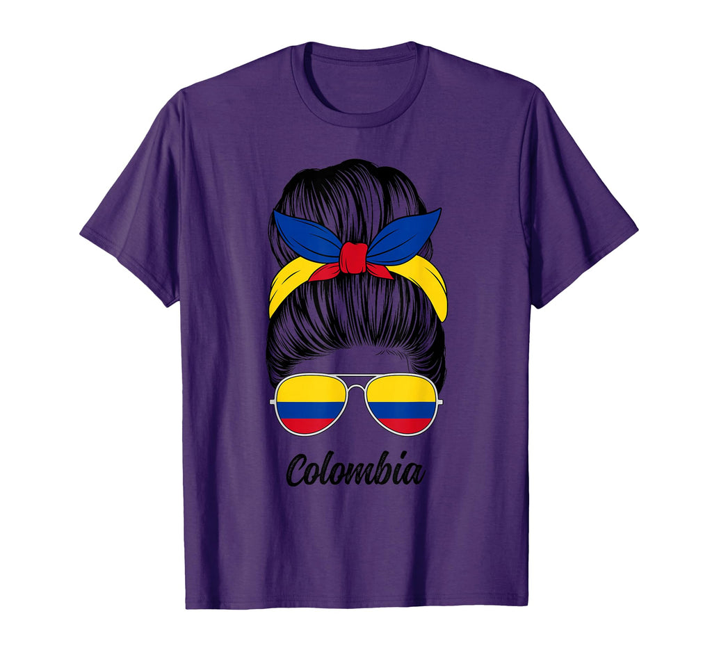 Colombia Messy Bun Colombian Flag T-Shirt - Fun Novelty Design for Adults - T-Shirt, Sweatshirt, Hoodie