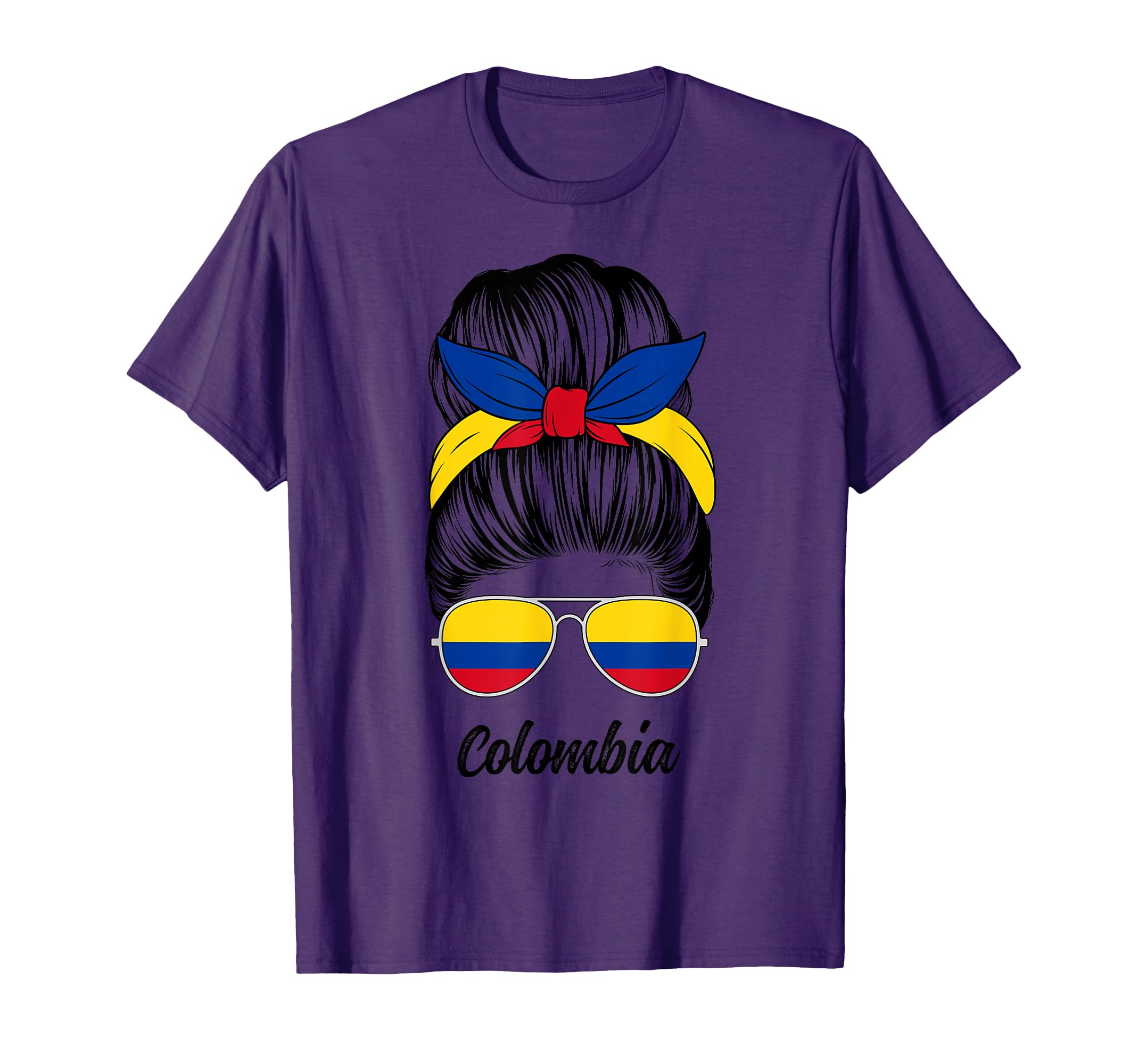 Colombia Messy Bun Colombian Flag T-Shirt - Fun Novelty Design for Adults - T-Shirt, Sweatshirt, Hoodie