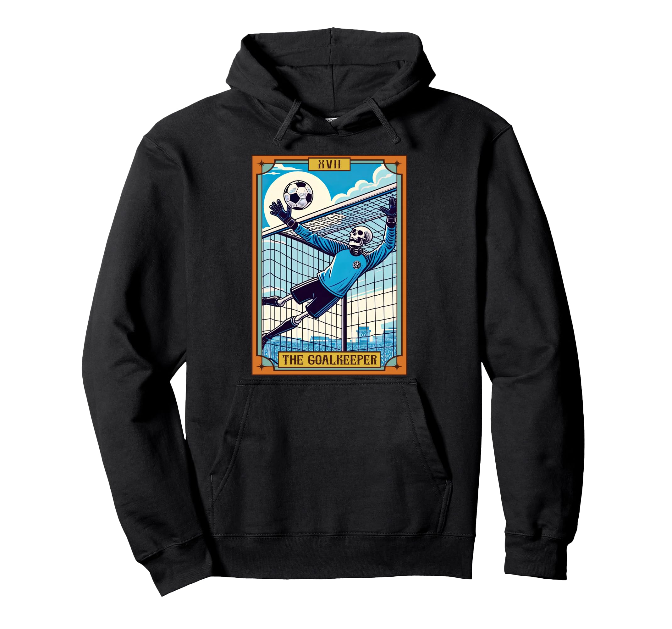 Funny Skeleton Goalkeeper Soccer Hoodie - Minimalist Print Men Women - T-Shirt, Sweatshirt, Hoodie