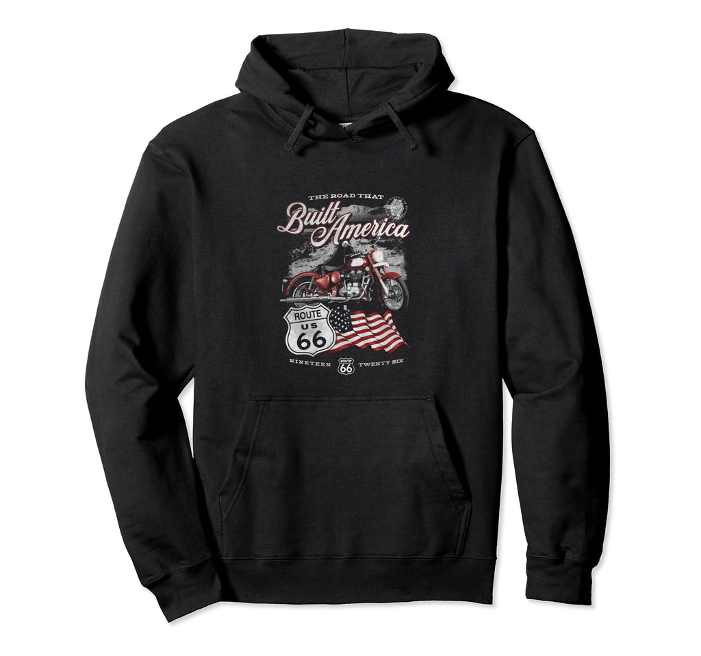 Route 66 Road That Built America Hoodie - Minimalist Print for Adults - T-Shirt, Sweatshirt, Hoodie