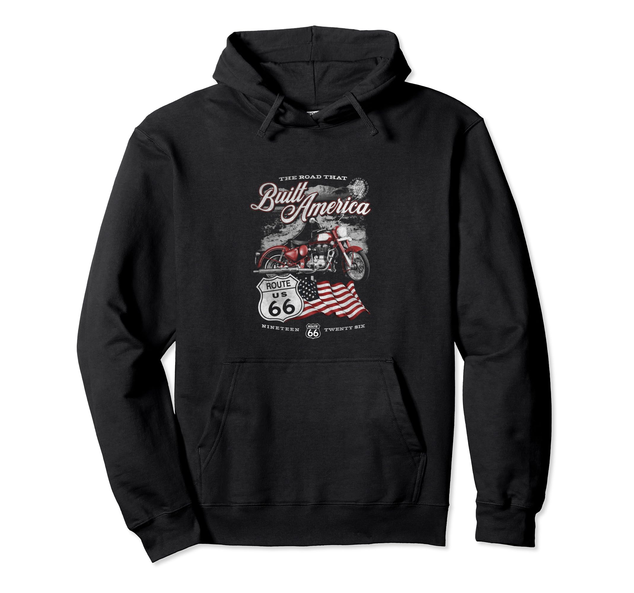 Route 66 Road That Built America Hoodie - Minimalist Print for Adults - T-Shirt, Sweatshirt, Hoodie