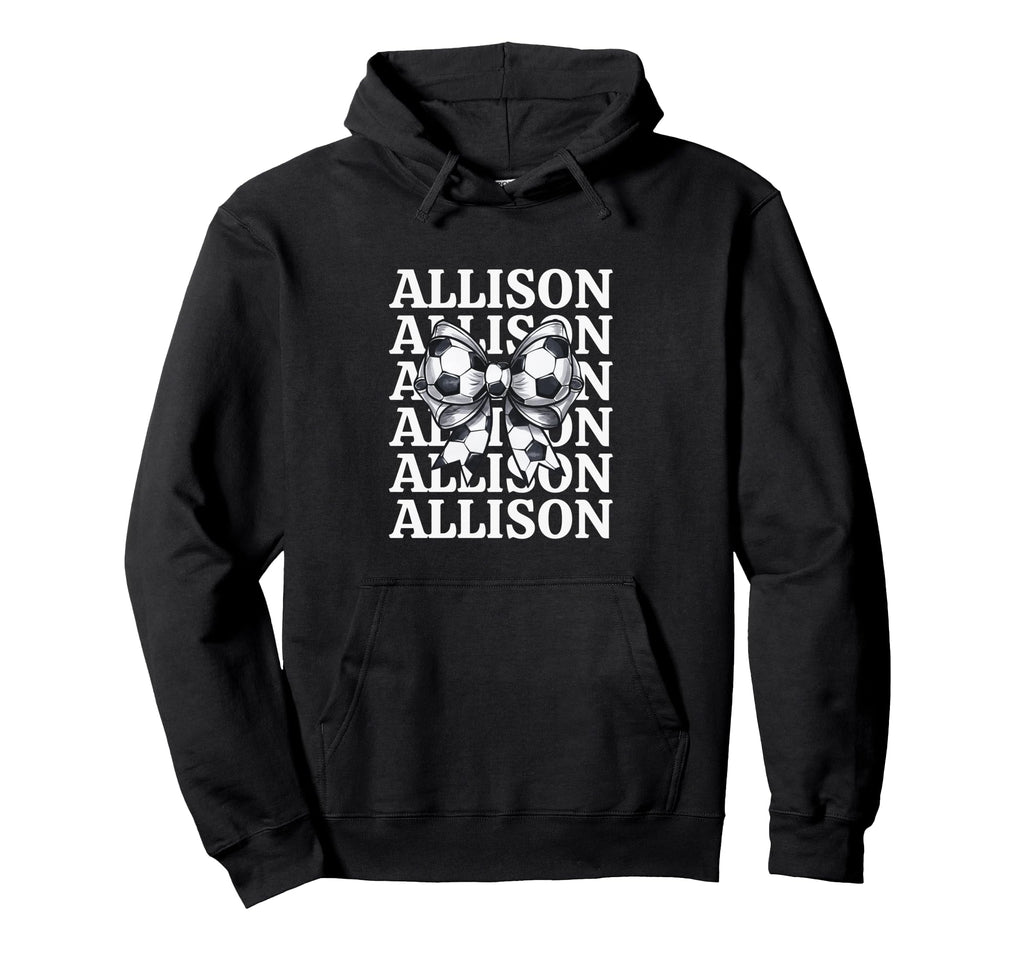 Allison Personalized Coquette Soccer Hoodie - Custom Art Print for Adults - T-Shirt, Sweatshirt, Hoodie