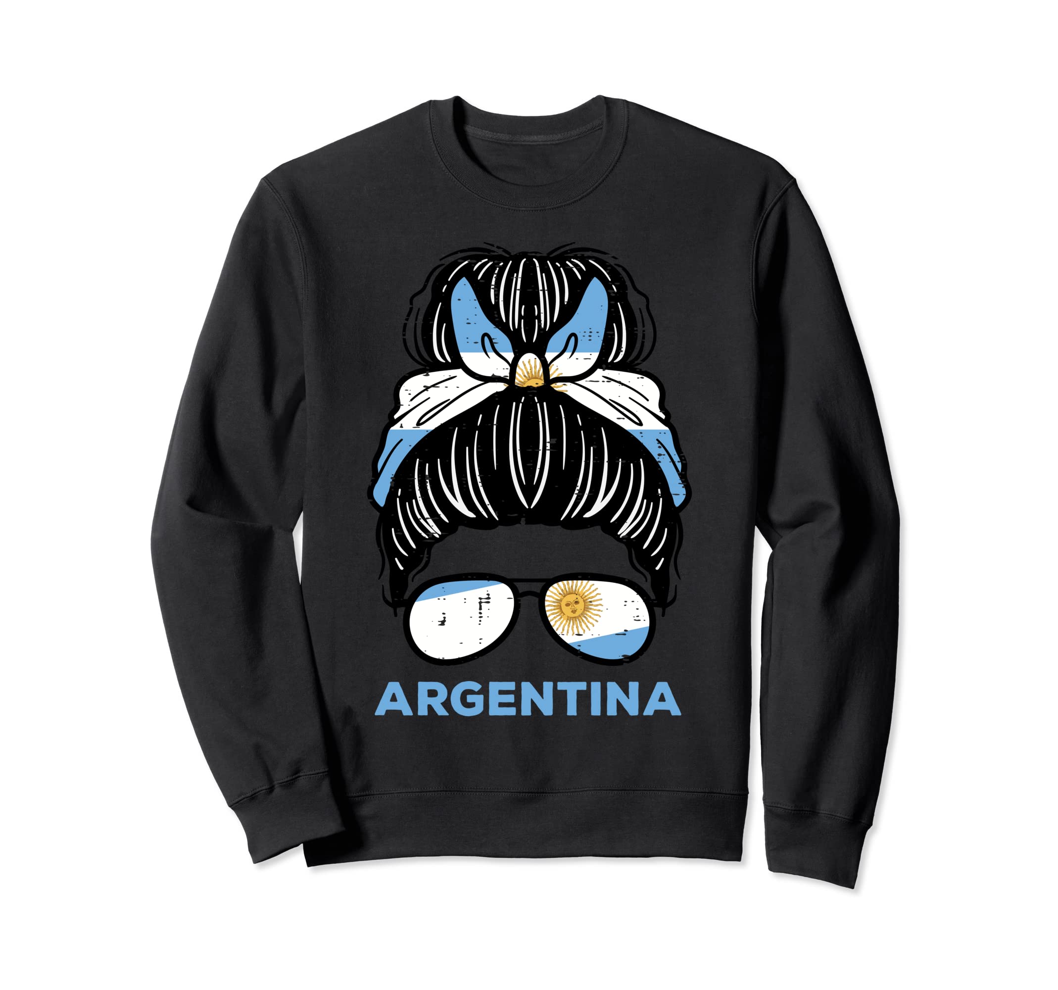 Argentina Flag Hairbun Football Sweatshirt - Fun Novelty Design Men Women - T-Shirt, Sweatshirt, Hoodie