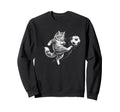 Funny Cat Playing Soccer Ball Sweatshirt - Casual Everyday Wear for Adults - T-Shirt, Sweatshirt, Hoodie