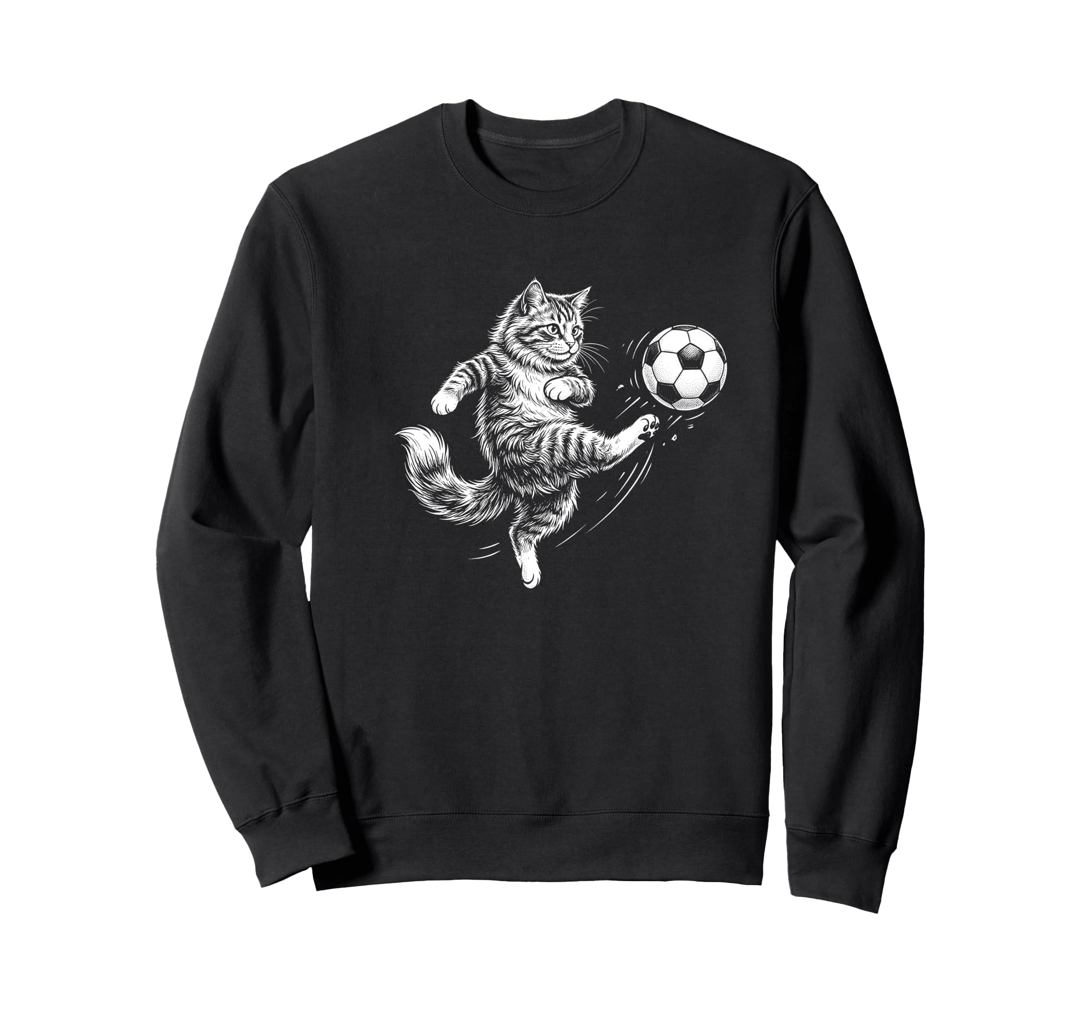 Funny Cat Playing Soccer Ball Sweatshirt - Casual Everyday Wear for Adults - T-Shirt, Sweatshirt, Hoodie